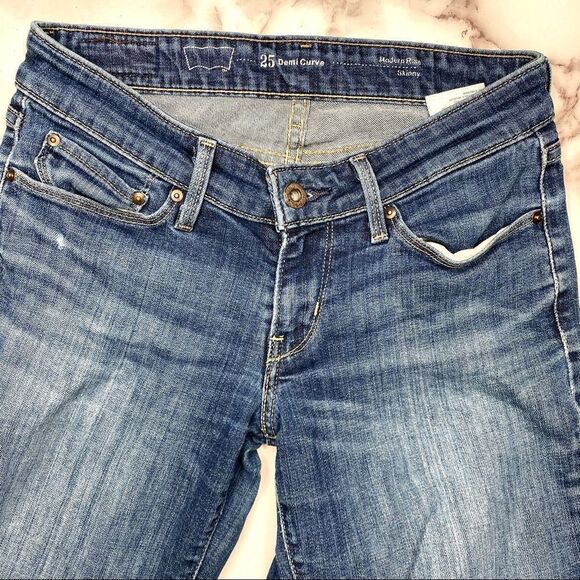 LEVI’S Demi Curve Modern Rise Distressed Blue Denim Skinny Jeans - Size 25 - Picture 2 of 9